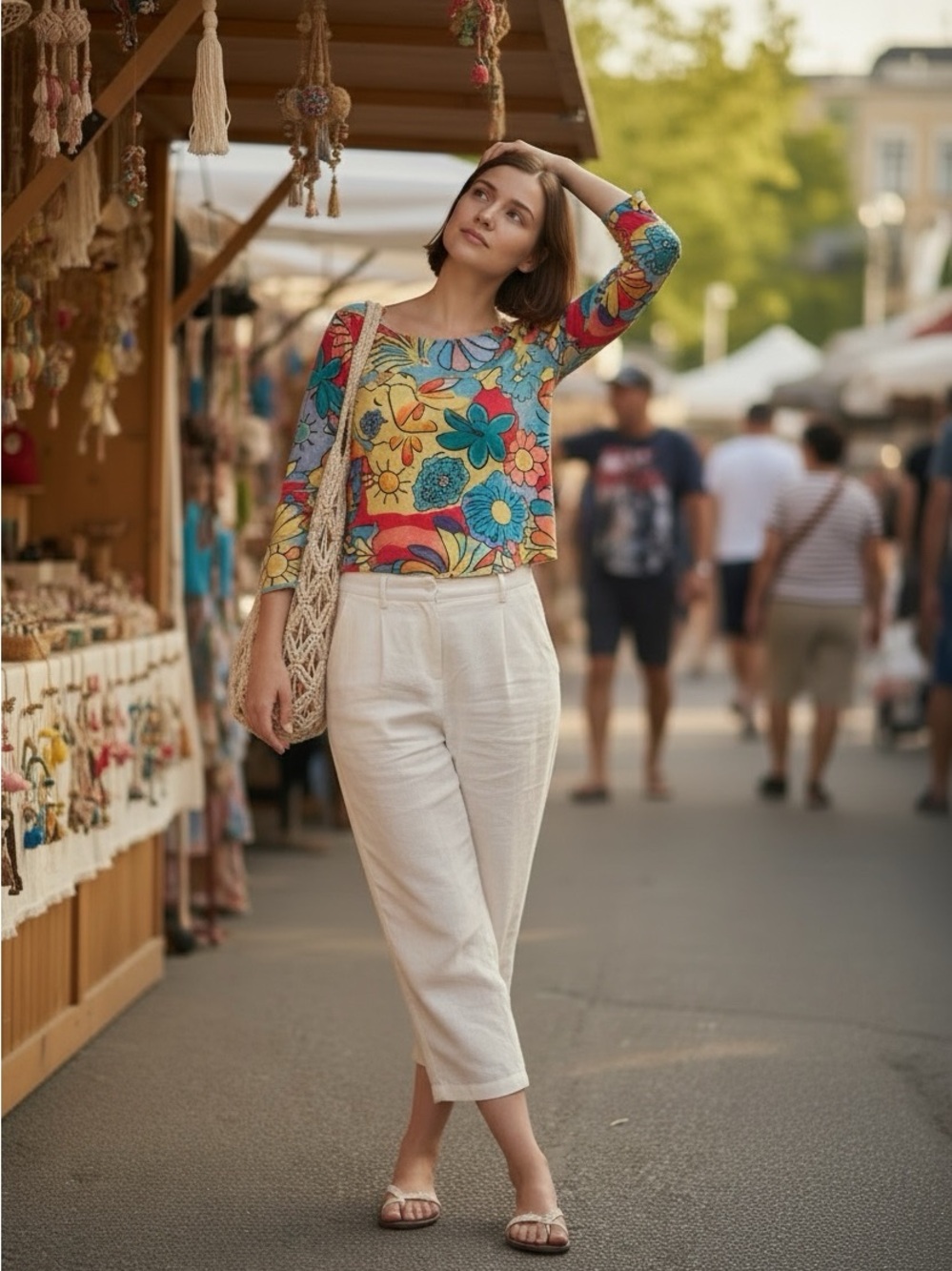 Lulu-B Tropical Sea Life Sequin Top S UPF 50+